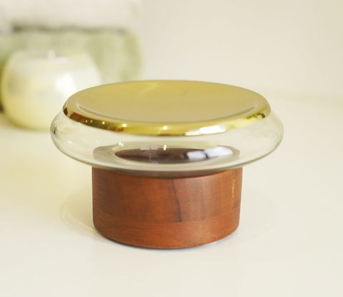 Taya Designer Glass With Wood Soap Dish