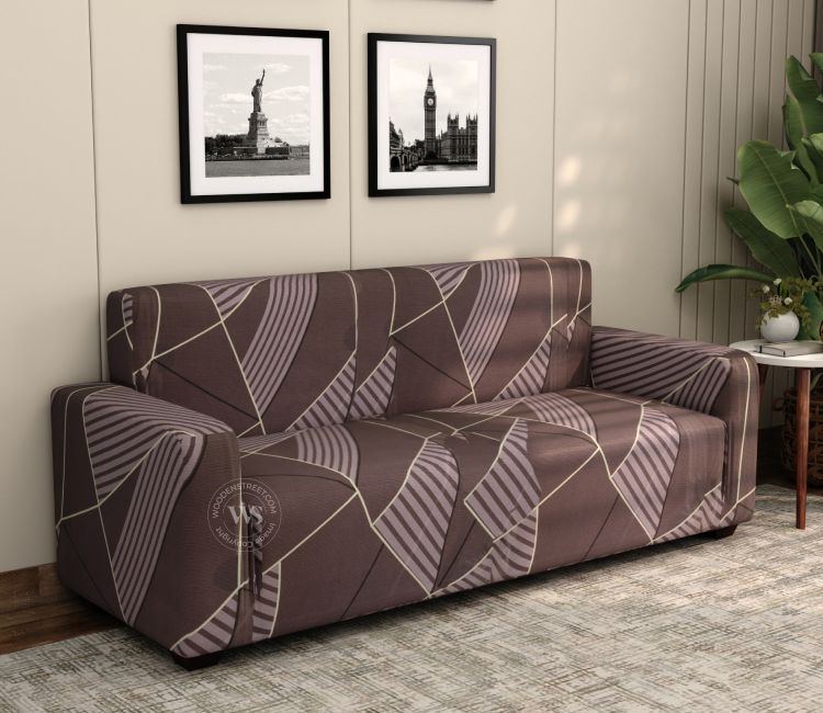 Cason Modern Abstract Printed Polyester Spandex 3 Seater Sofa Cover (Grey)