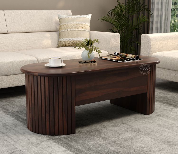 Silvia Lift Top Sheesham Wood Coffee Table with Hidden Storage Compartment (Walnut Finish)