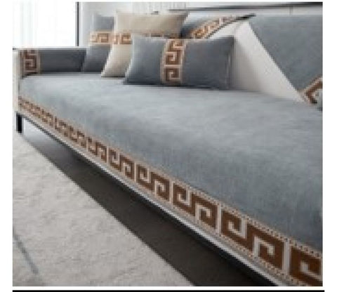 Shadow of Style Modern Abstract Lace Pattern 3 Seater Sofa Cover (Blue)