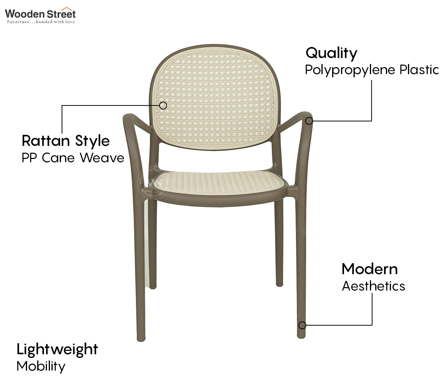 Avelis Premium Outdoor Chair with Rattan-Style Weave & PP Durability (Grey)