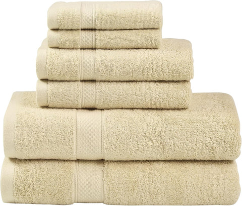 LINENOVA 100% Combed Cotton 650GSM Bath Towel Set of 6 - Includes 2 Bath Towels, 2 Hand Towels, 2 Face Washers, Super Soft Highly Absorbent Towels for Bathroom, Gym, Hotel - Linen