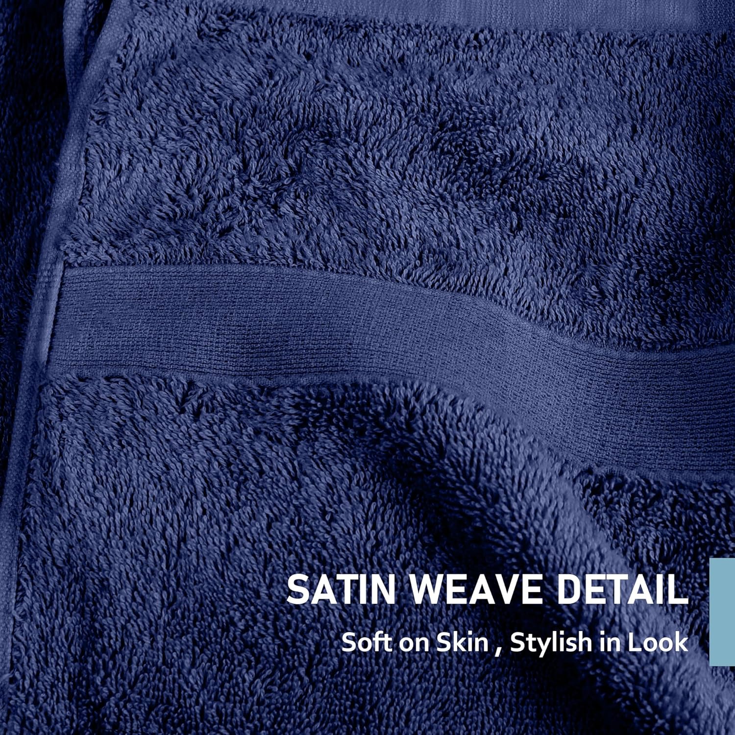LINENOVA 6 Piece Towel Set with 2 Bath Towels,2 Hand Towels, and 2 Washcloths, 100% Combed Cotton Ultra Soft Highly Absorbent 550GSM Bath Towel Set for Bathroom, Gym, Yoga (Navy)