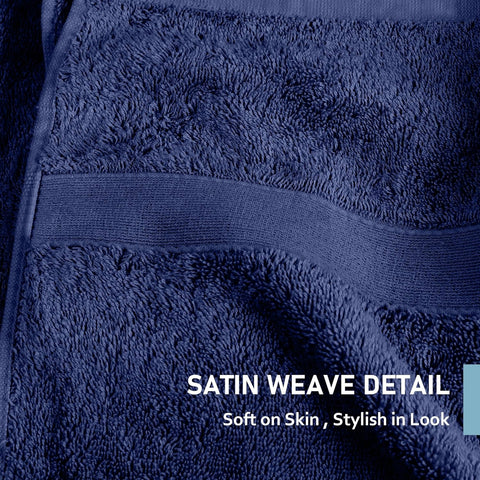 LINENOVA 6 Piece Towel Set with 2 Bath Towels,2 Hand Towels, and 2 Washcloths, 100% Combed Cotton Ultra Soft Highly Absorbent 550GSM Bath Towel Set for Bathroom, Gym, Yoga (Navy)