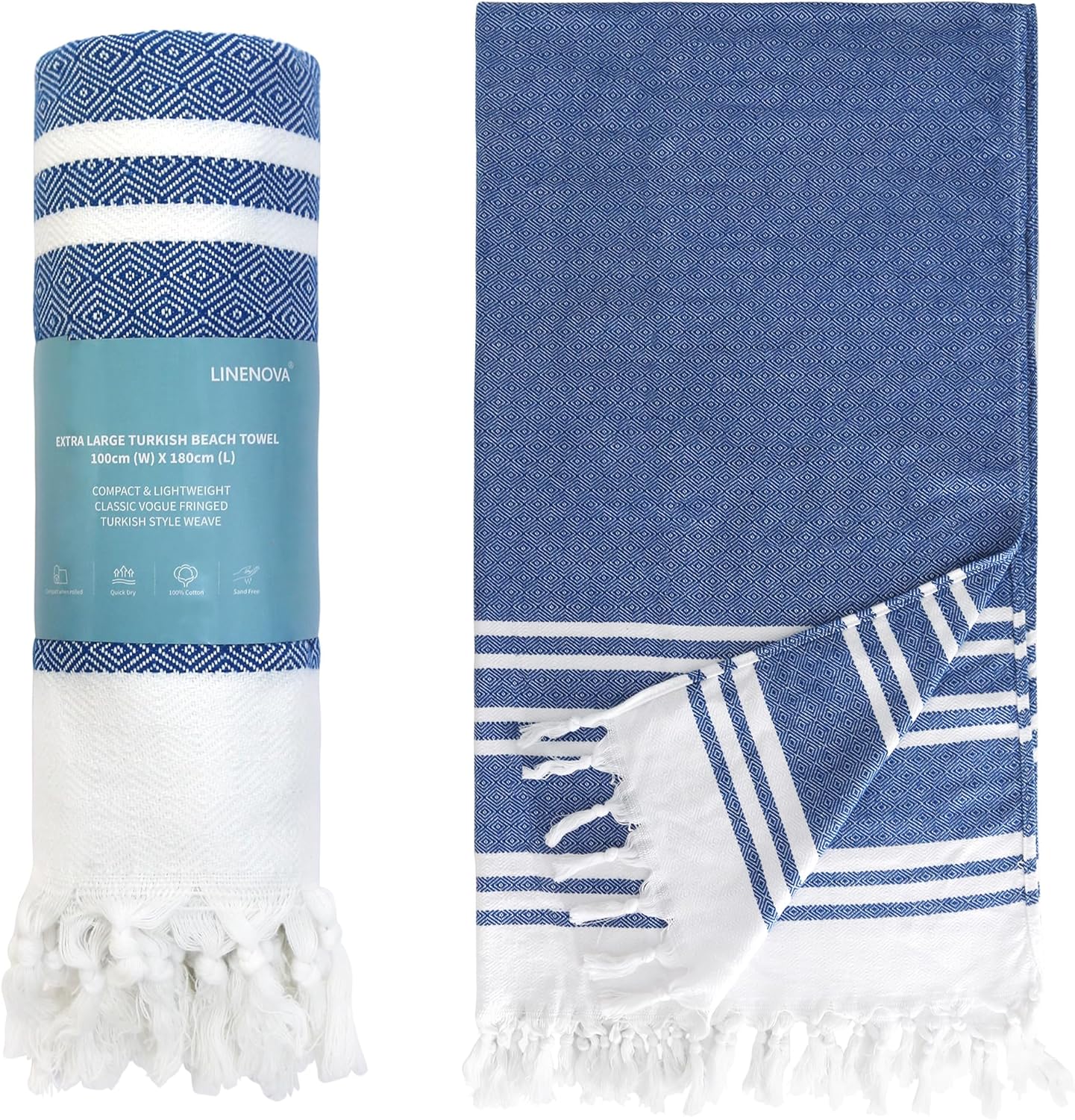 LINENKART 100% Cotton Turkish Beach Towel 180×100cm, Oversized Absorbent Towels, Sand-Free, Quick Dry & Lightweight Pool Towel for Swimming, Travel, Holiday – Lime