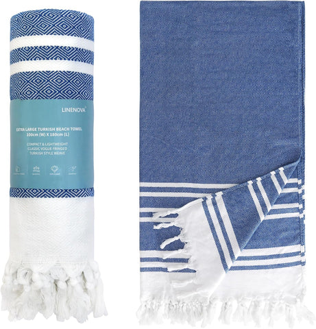 LINENKART 100% Cotton Turkish Beach Towel 180×100cm, Oversized Absorbent Towels, Sand-Free, Quick Dry & Lightweight Pool Towel for Swimming, Travel, Holiday – Lime