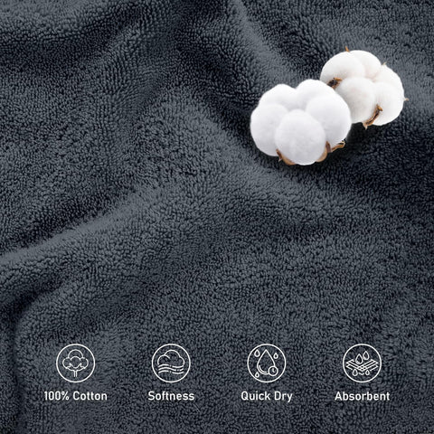 LINENOVA 2 Pack Large Bath Towels 90x180cm, 100% Cotton 550GSM Bath Sheet Soft Absorbent Quick Dry Extra Large Jumbo Beach Towels Set for Bathroom Spa Hotel - Charcoal