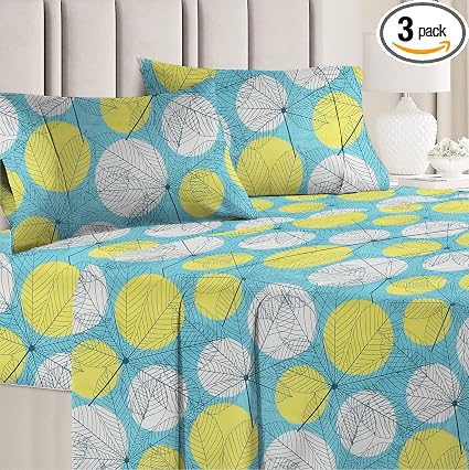 BSB HOME 3D Printed 144 Tc Microfiber Double Bedsheet with 2 King Size Pillow Covers Breathable | Wrinklfree | Summer | Topsheet (Light Green and White Cricle Print, 90 x 90 Inches)