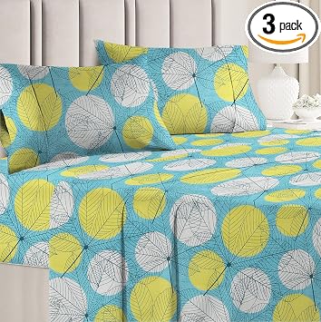 BSB HOME 3D Printed 144 Tc Microfiber Double Bedsheet with 2 King Size Pillow Covers Breathable | Wrinklfree | Summer | Topsheet (Light Green and White Cricle Print, 90 x 90 Inches)