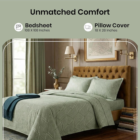 LINENCART Bamboo King Size Bedsheet with 2 Pillow Covers | 100x106 in | 300 TC Floral Printed Bedsheet for Double Bed King Size | Ultra Soft & Anti-Microbial King Size Bed Sheet | Pack of 1, Aqua Blue