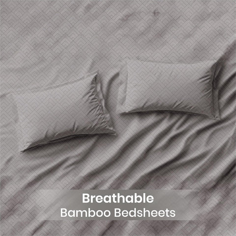 LINENCART Bamboo King Size Bedsheet with 2 Pillow Covers | 100x106 in | 300 TC Floral Printed Bedsheet for Double Bed King Size | Ultra Soft & Anti-Microbial King Size Bed Sheet | Pack of 1, Aqua Blue