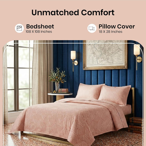 LINENCART Bamboo King Size Bedsheet with 2 Pillow Covers | 100x106 in | 300 TC Floral Printed Bedsheet for Double Bed King Size | Ultra Soft & Anti-Microbial King Size Bed Sheet | Pack of 1, Aqua Blue