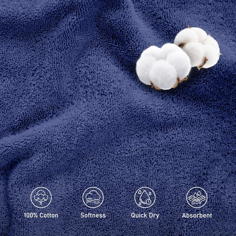 LINENOVA 6 Piece Towel Set with 2 Bath Towels,2 Hand Towels, and 2 Washcloths, 100% Combed Cotton Ultra Soft Highly Absorbent 550GSM Bath Towel Set for Bathroom, Gym, Yoga (Navy)