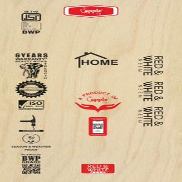 Trueliving_Apple Red And White BWP Grade Pinewood 7 ft x 4 ft Blockboard - 19 mm_Plywood_ 142/Sq. Ft.