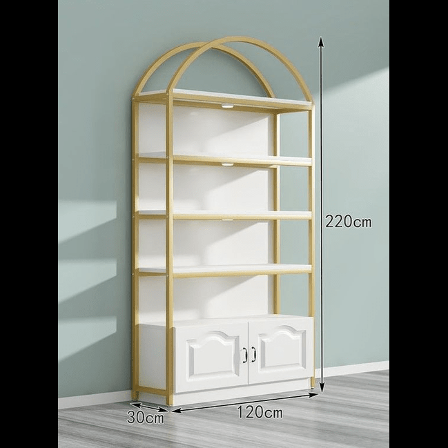Trueliving White Cosmetic shelves retail store cosmetic display rack with cabinet  L120*W30*H220M