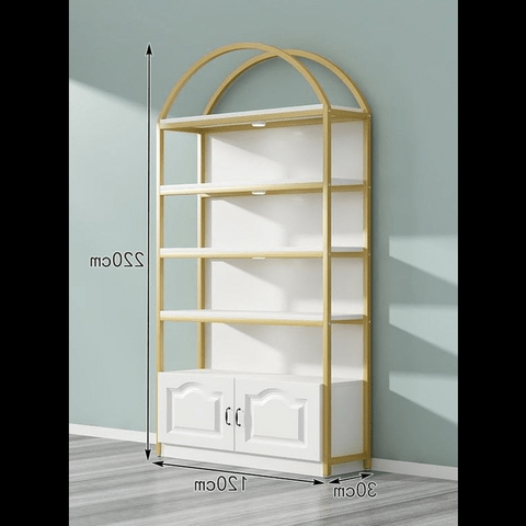 Trueliving White Cosmetic shelves retail store cosmetic display rack with cabinet  L120*W30*H220M