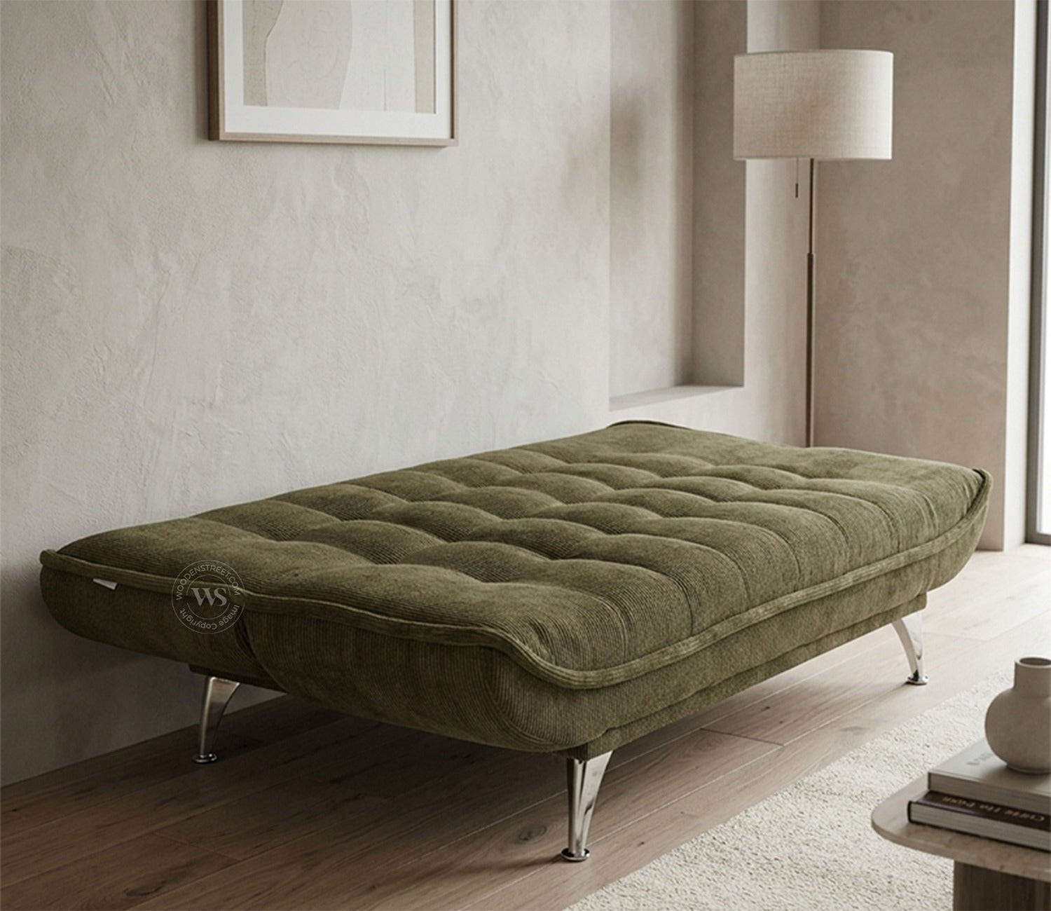 Bastion Premium Upholstery Fabric Sofa cum Bed (Green)