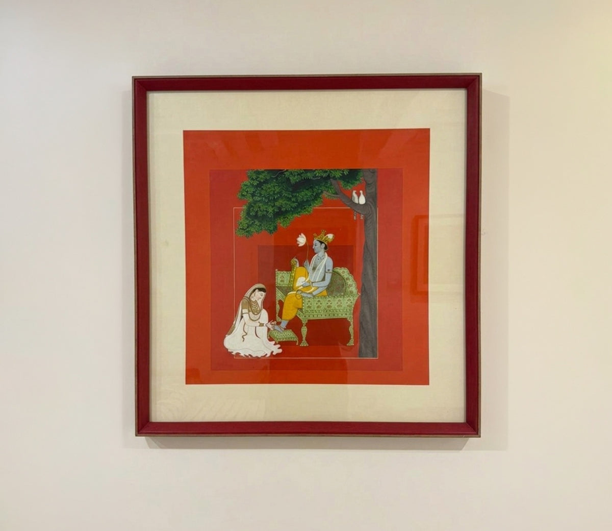 Traditional Indian Miniature Royal Court Scene Wall Art Frame (Multicolor)