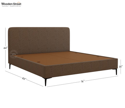 Andreas Premium Fabric Bed with Curved Headboard & Without Storage (King Size, Sand Brown)