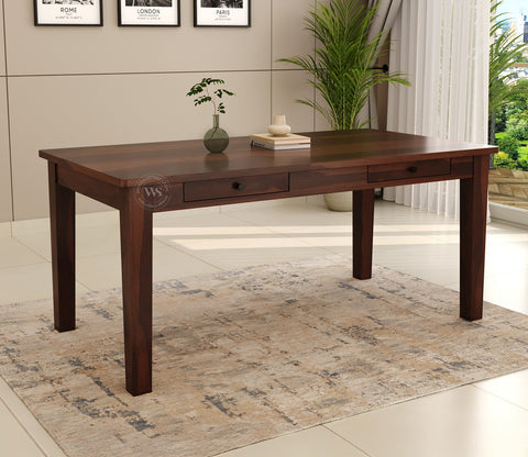 Mcbeth 6 Seater Dining Table With Storage (Walnut Finish)