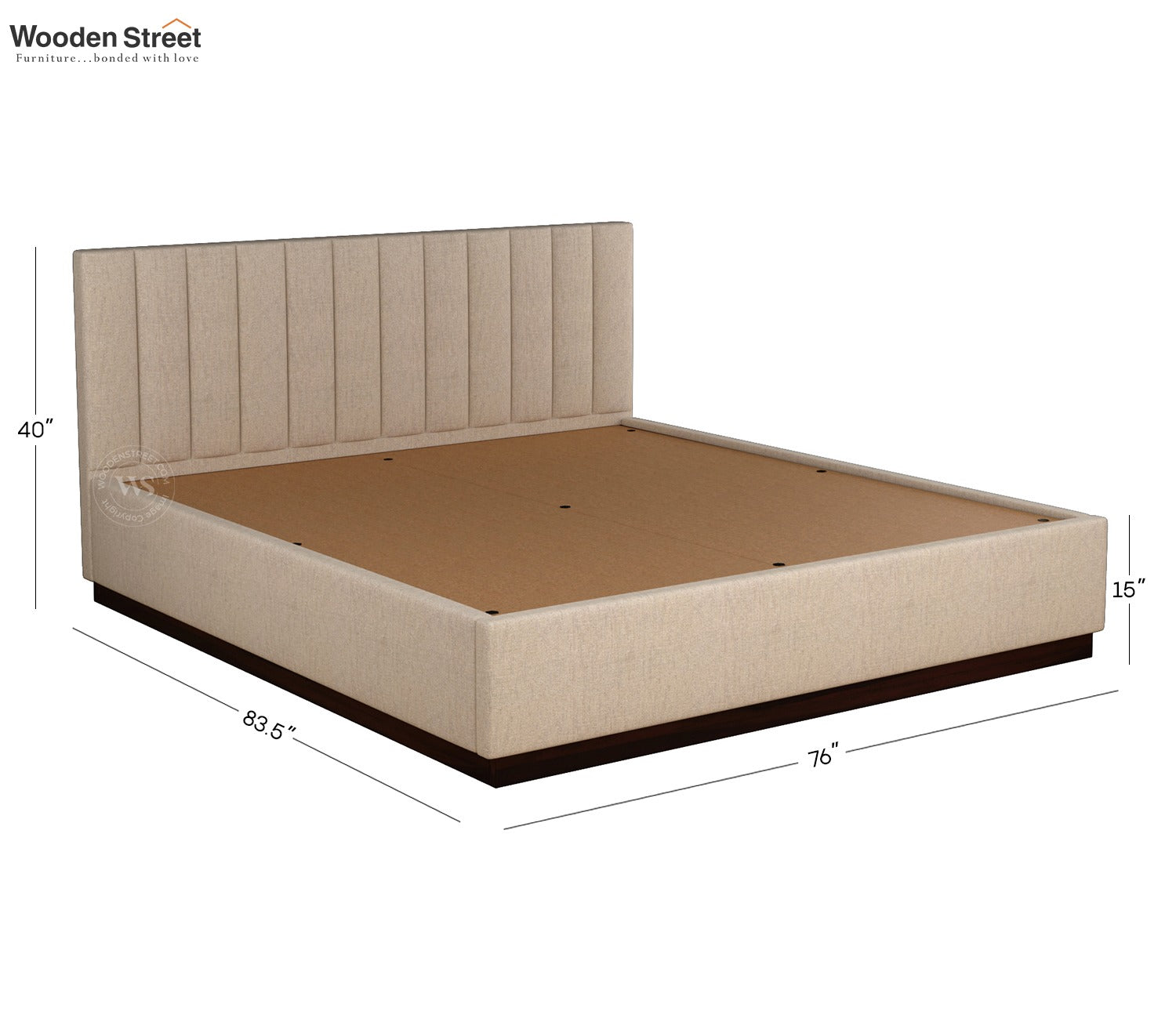 Nuvo Premium Upholstered Bed With Hydraulic Storage (King Size, Jade Ivory)