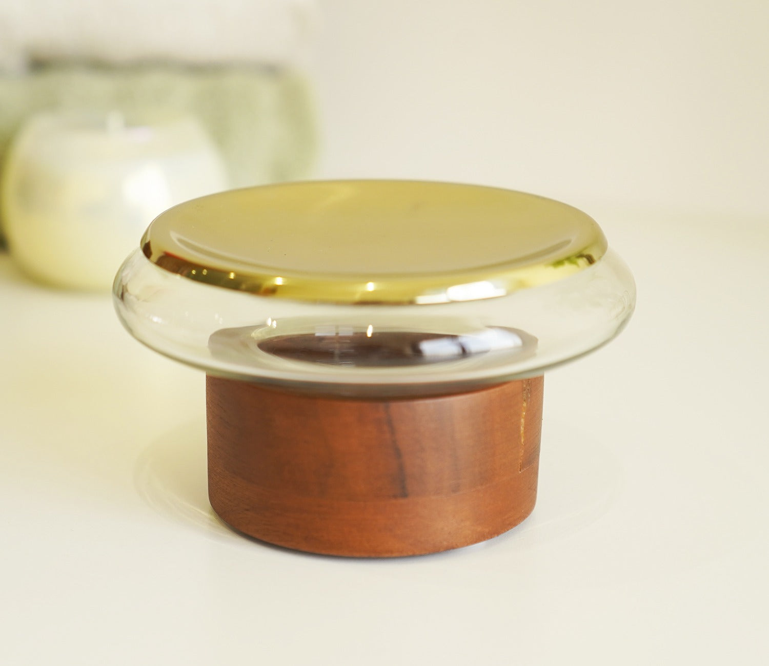 Taya Designer Glass With Wood Soap Dish