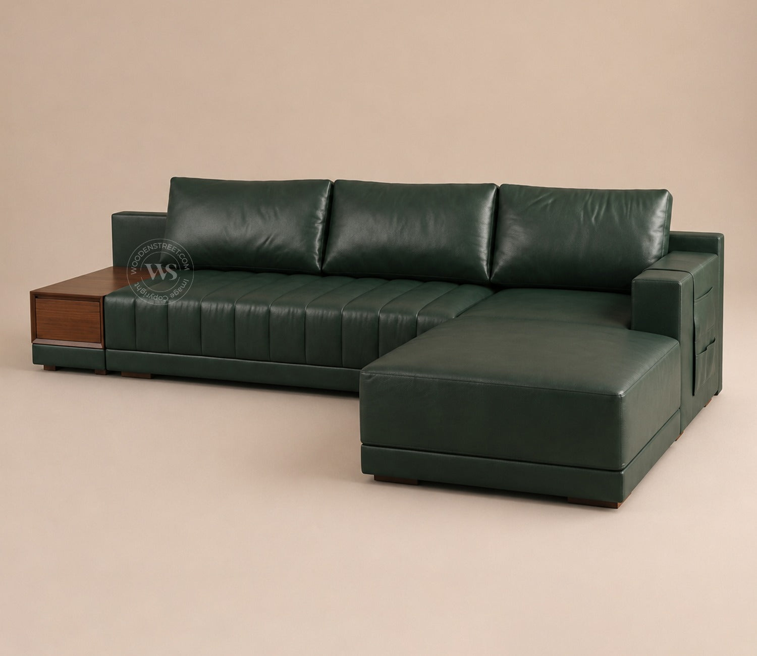 Oasis L-Shape Right Aligned Sectional Sofa (Leatherette, Leaf)