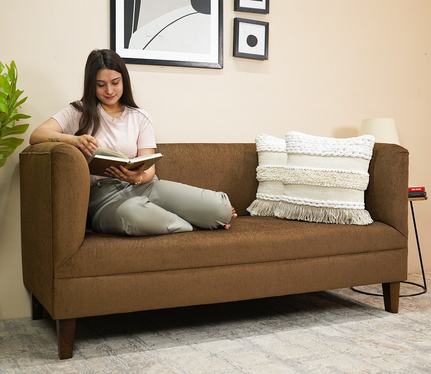 Dexter 3 Seater Fabric Sofa (Cotton, Mocha Brown)