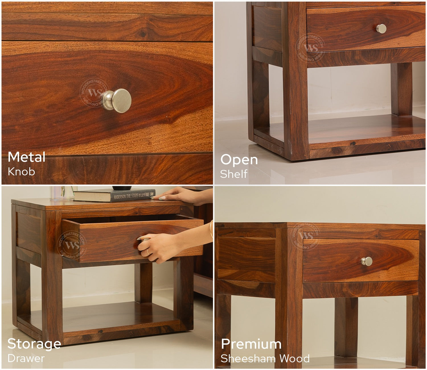 Walken Bedside Table (Teak Finish)