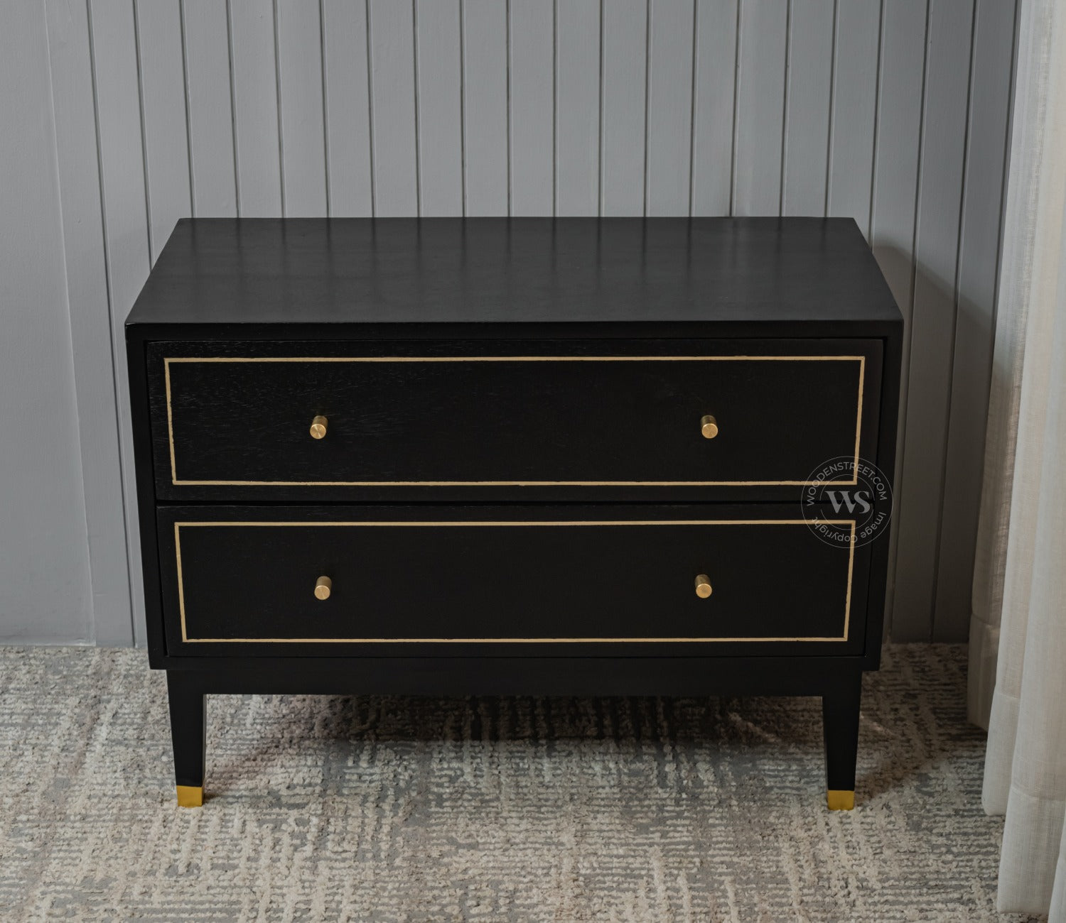 Royce Mango Wood 2 Chest of Drawers (Black Finish)