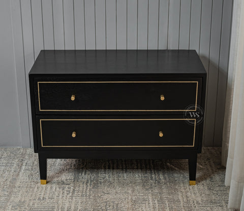 Royce Mango Wood 2 Chest of Drawers (Black Finish)