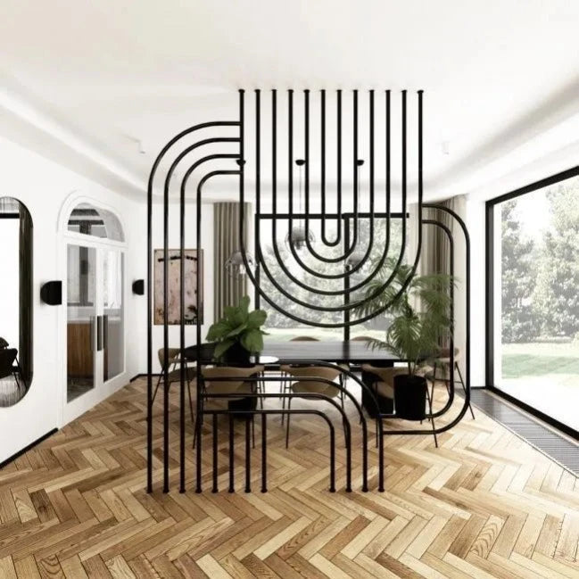 Trueliving Black Modern Pipe Partition of Room 80" Width: Height: 72"