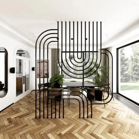 Trueliving Black Modern Pipe Partition of Room 80" Width: Height: 72"