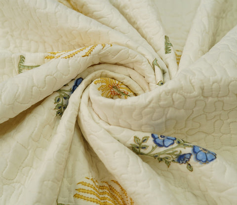 Raeni Tropical Palm Tree Voile Cotton Double Bed Cover King Size