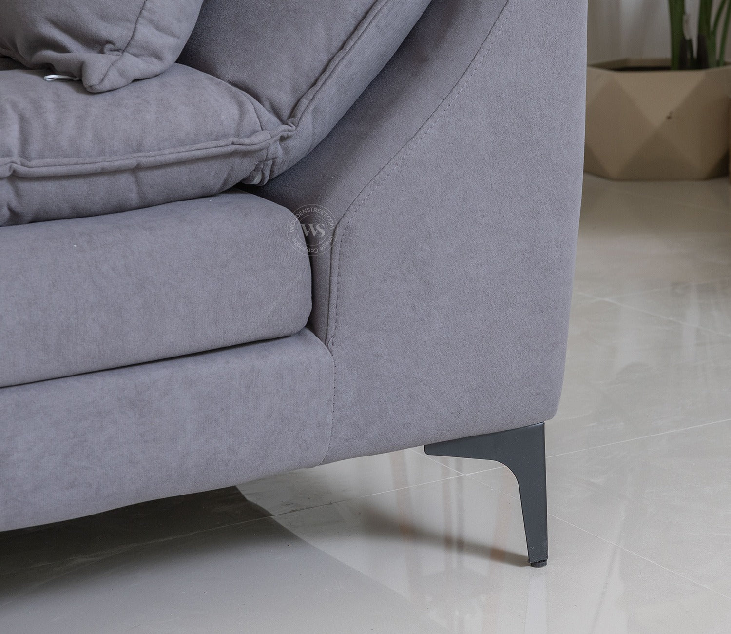 Arnett Premium L shape Fabric Sofa (Grey)