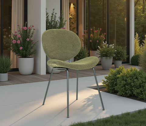 Clouda Modern Upholstered Chair in Boucle Fabric (Green)