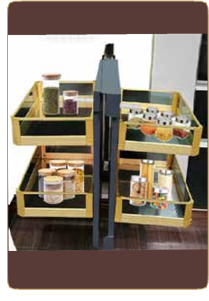 Trueliving_GLASS GOLD UNIVERSAL MAGIC CORNER (SOFT CLOSE) 38"*20"*20" Wood