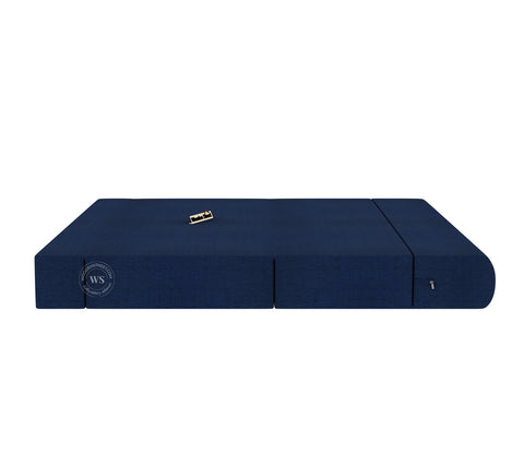 Voltz Fabric Sofa Cum Bed (72 x 72 Inch, Azure Blue)