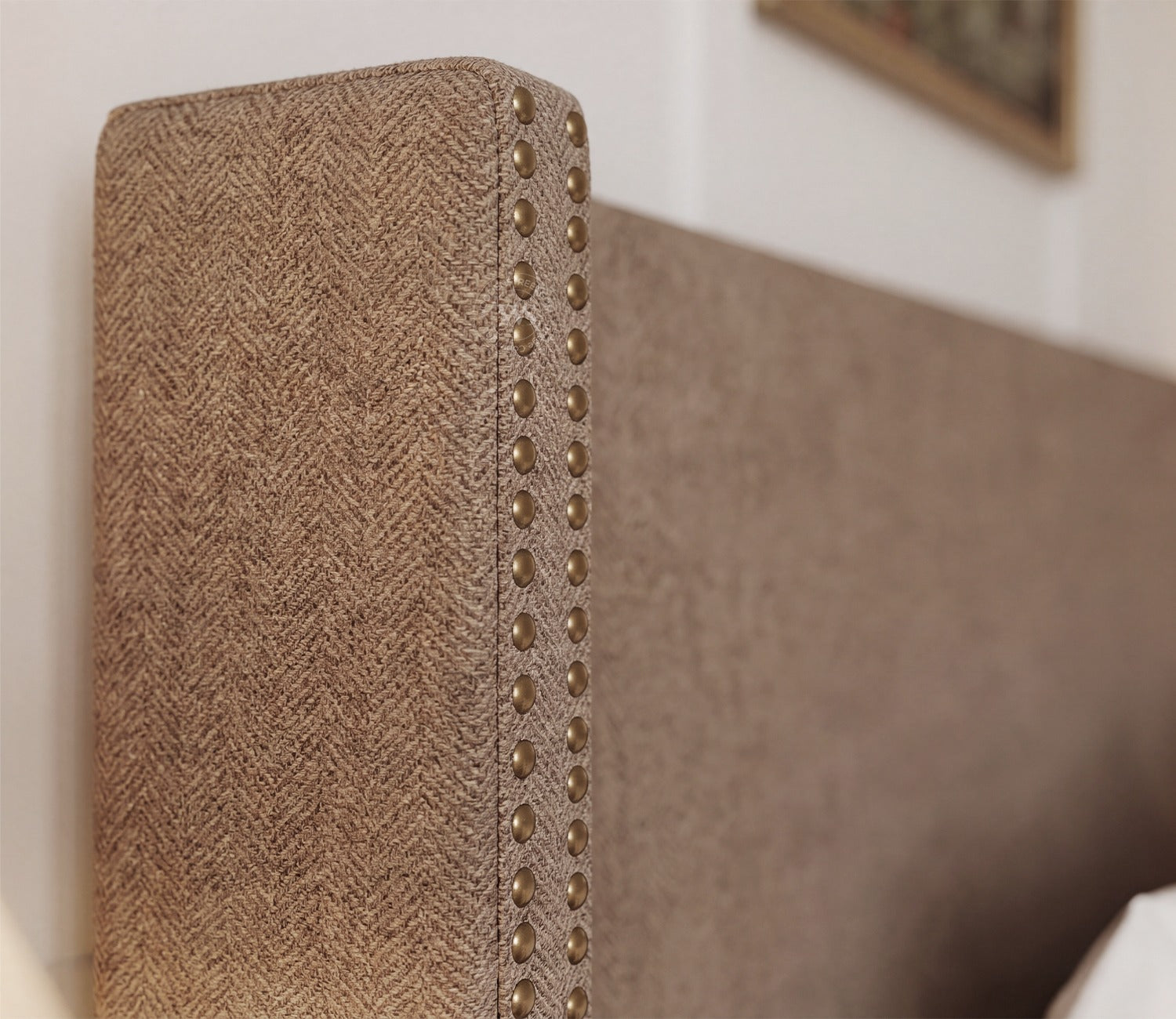 Kesarth Luxe Upholstered Hydraulic Storage Bed with High-Rise Headboard (King Size, Sand Brown)