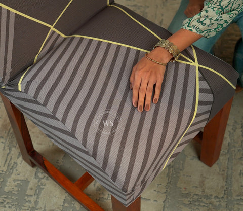 Cason Modern Abstract Printed Polyester Spandex 6 Piece Chair Cover (Grey)