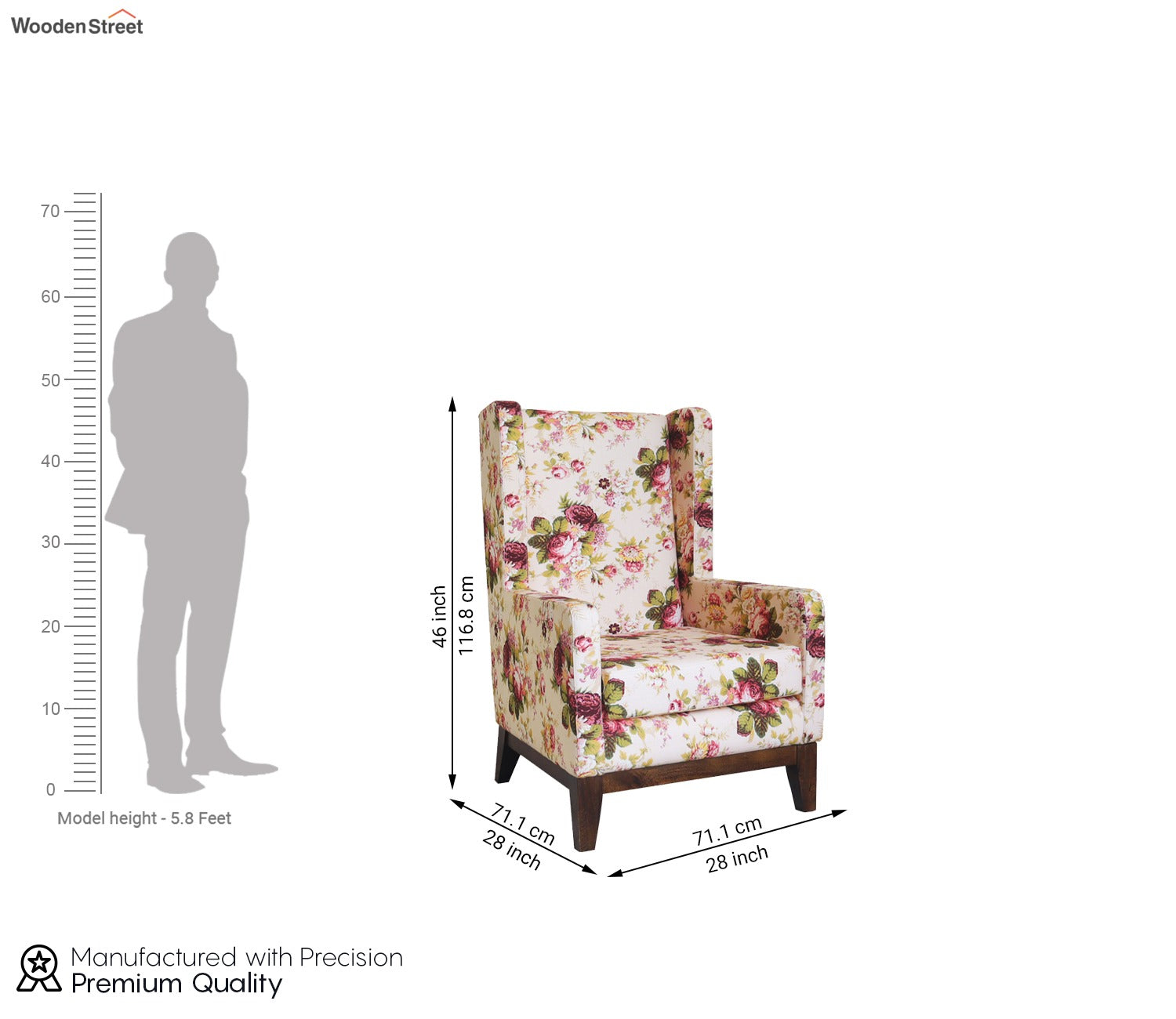 Joan Wingback Chair (Fabric, Cream Blossom)