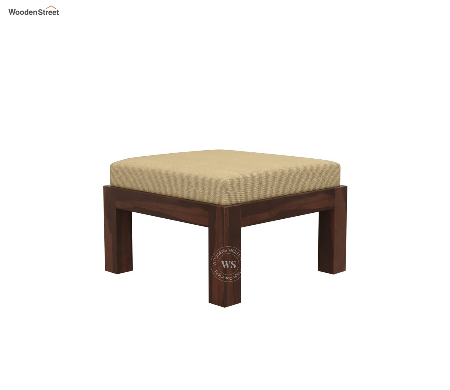 Reid Sheesham Wood Coffee Table with Four Cushioned Stools (Walnut Finish)