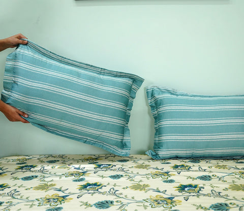 Venusa Classic Printed King Size Bedsheet (Green)