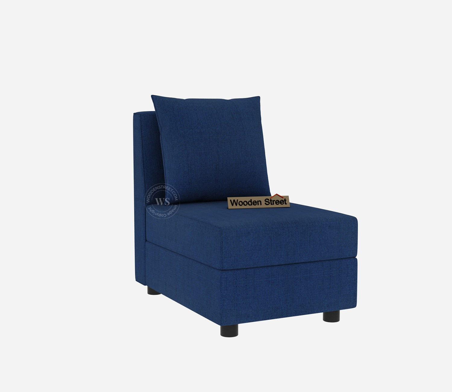 Sible L-Shape 6 Seater Left Aligned Fabric Sofa (Cotton, Azure Blue)