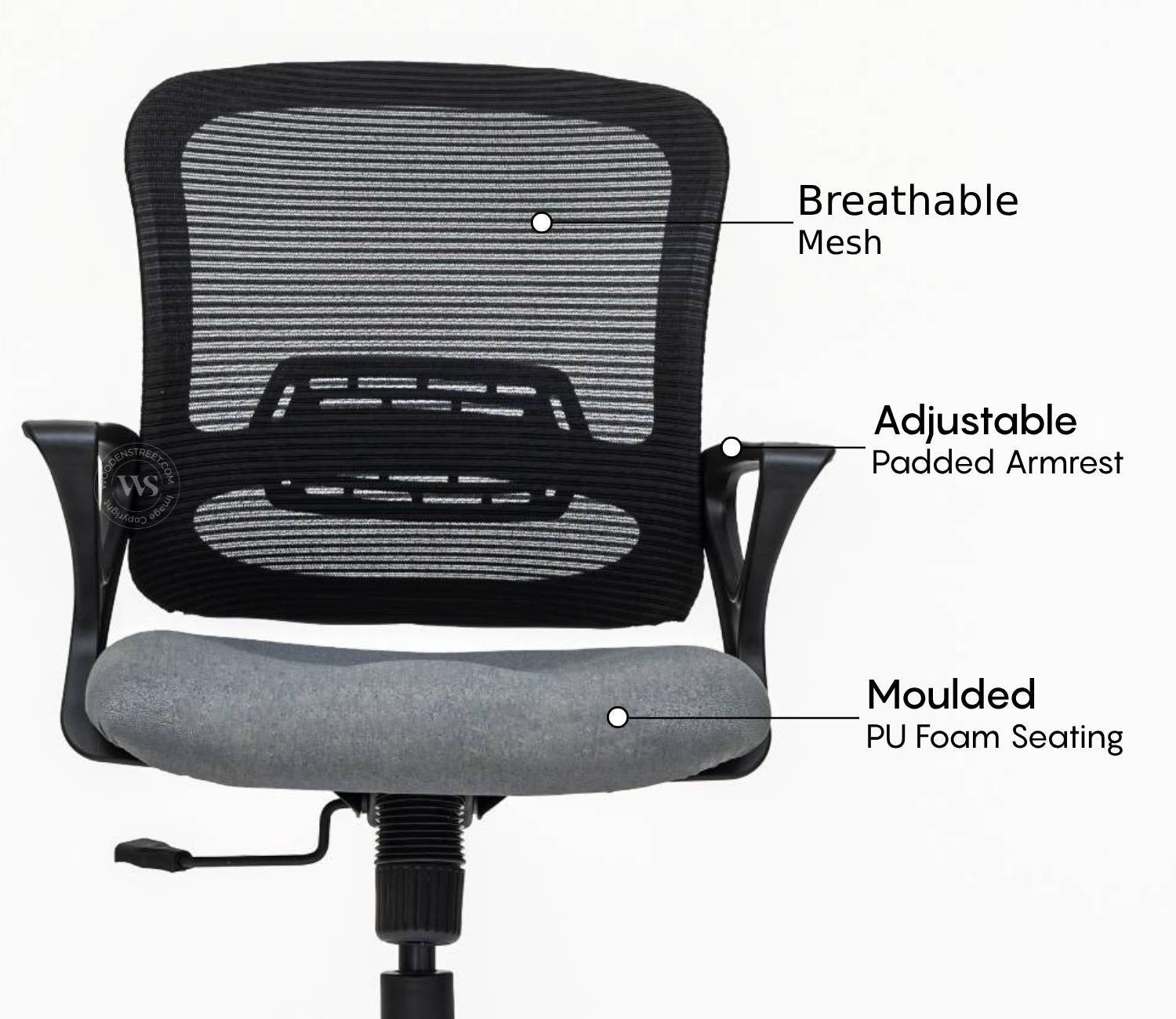 Aquila Mid Back Mesh Ergonomic Office Chair (Grey)