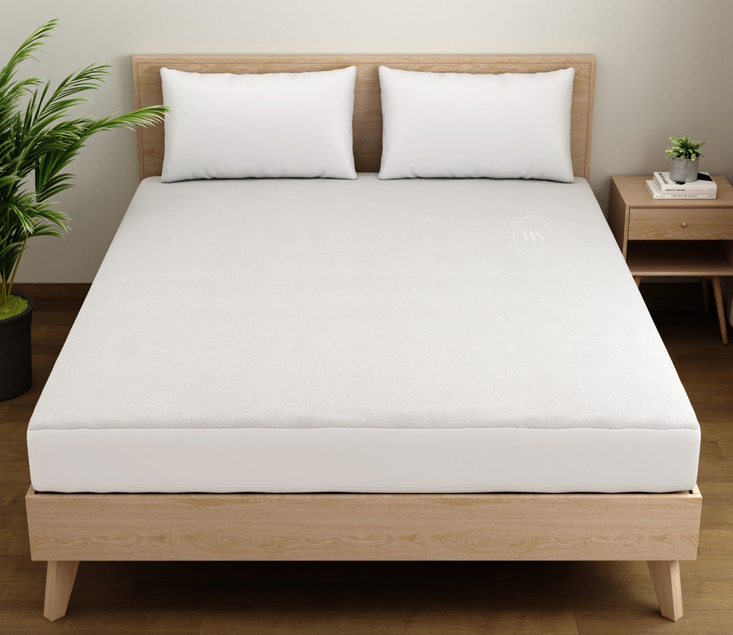 Featherix Cotton Feel Terry Ultra Soft Breathable Hypoallergenic Waterproof Mattress Protector Queen Size (White, 78 x 60)