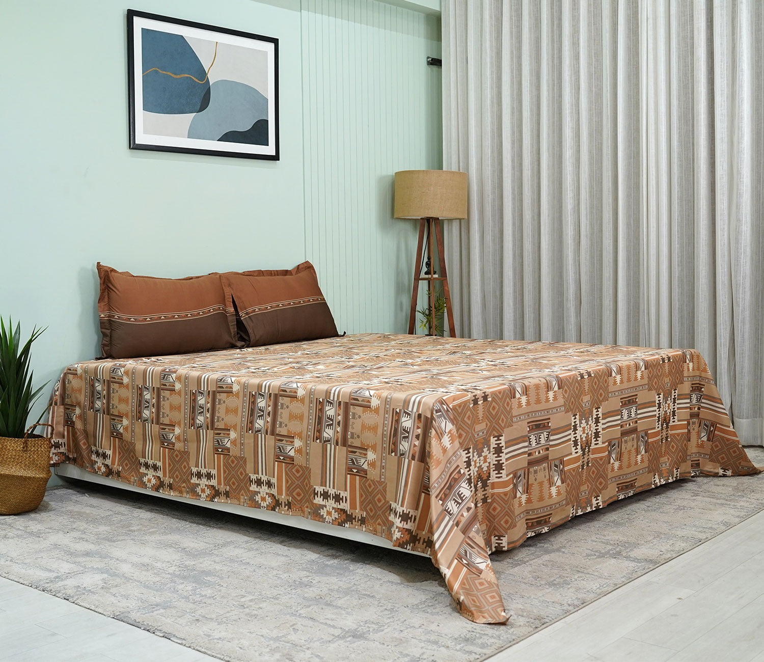 Killim Classic Printed King Size Bedsheet (Brown)