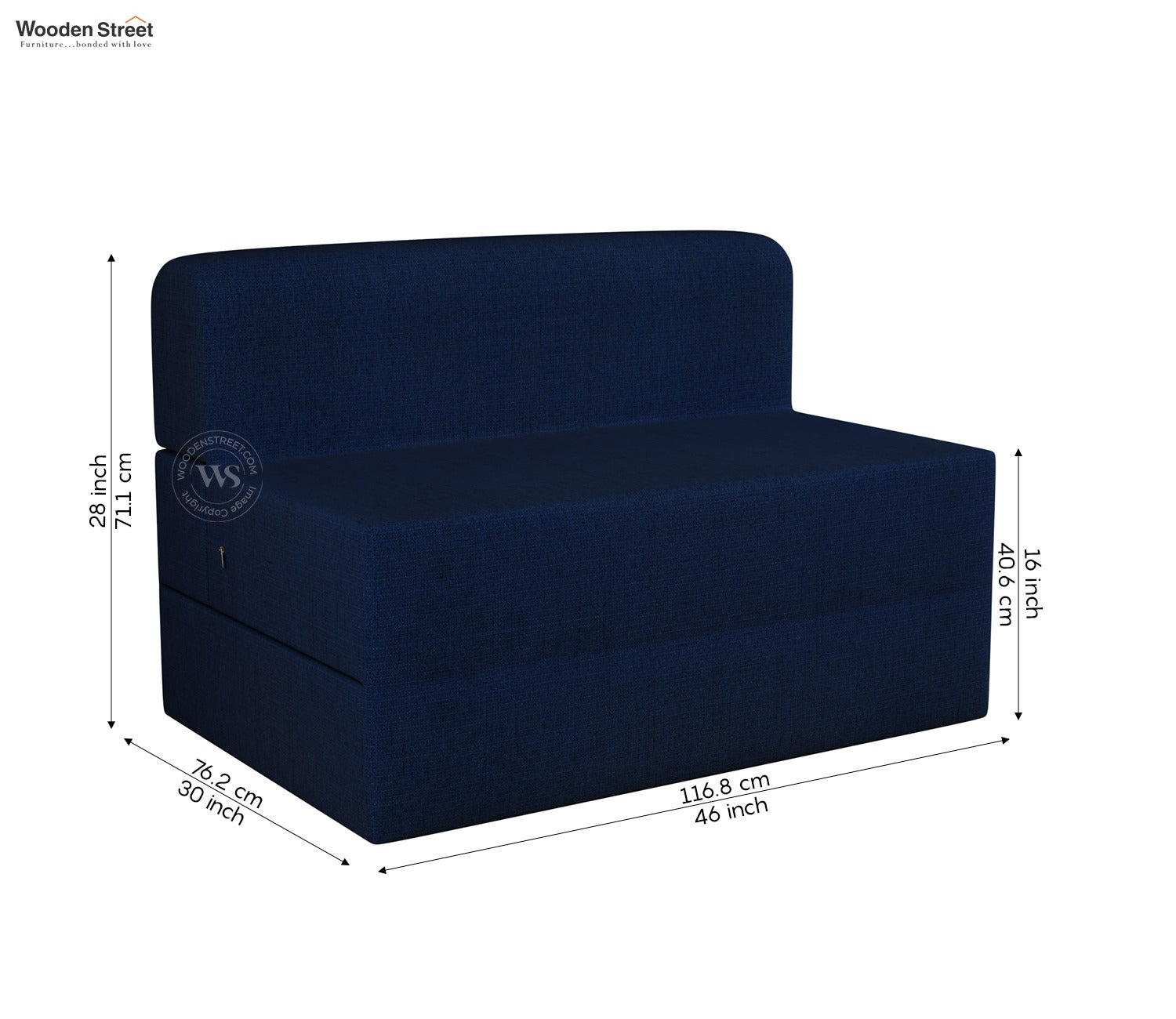 Voltz Fabric Sofa Cum Bed (72 x 46 Inch, Azure Blue)