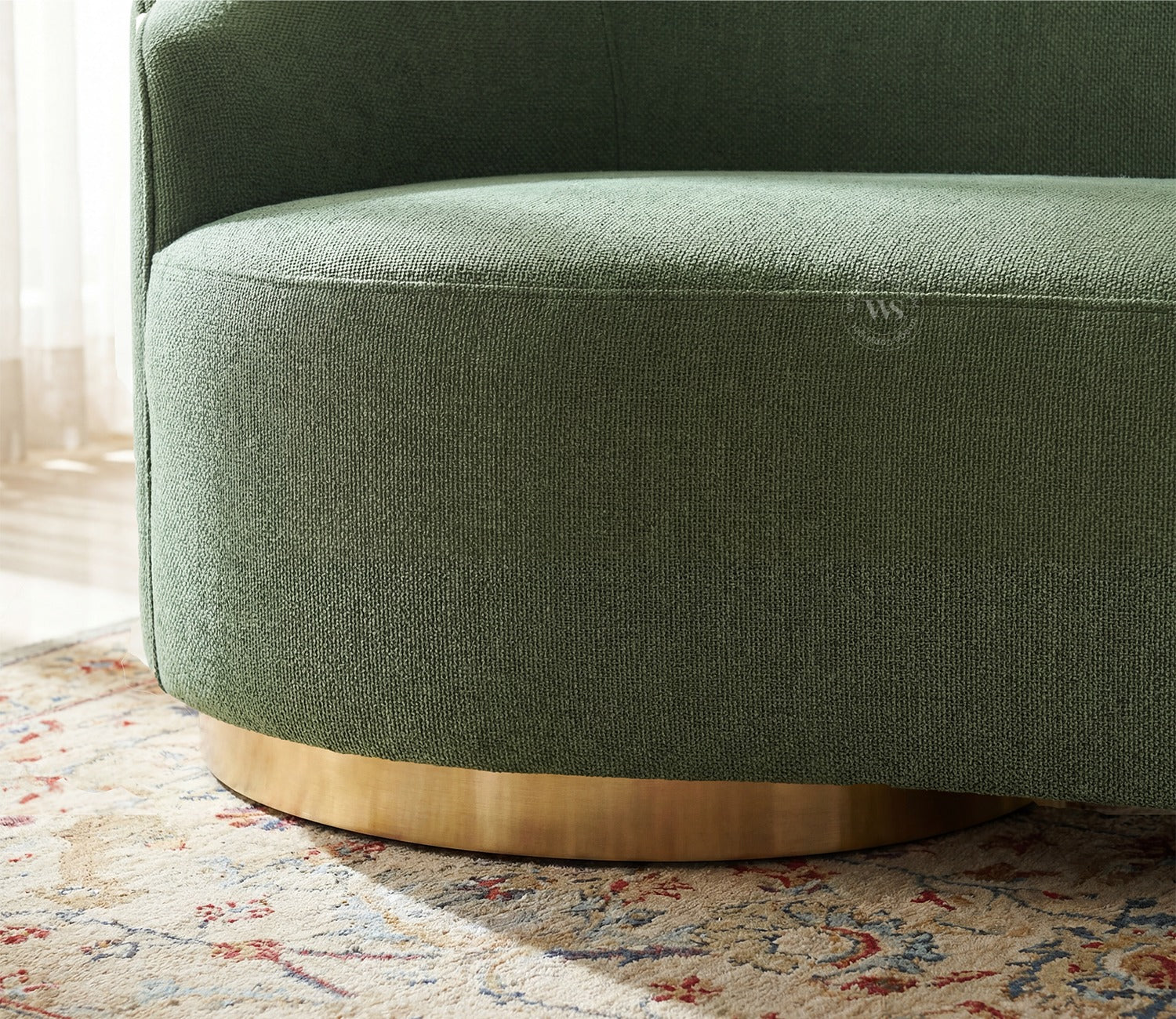 Osbert 3 Seater Curved Sofa (Cotton, Sage Green)
