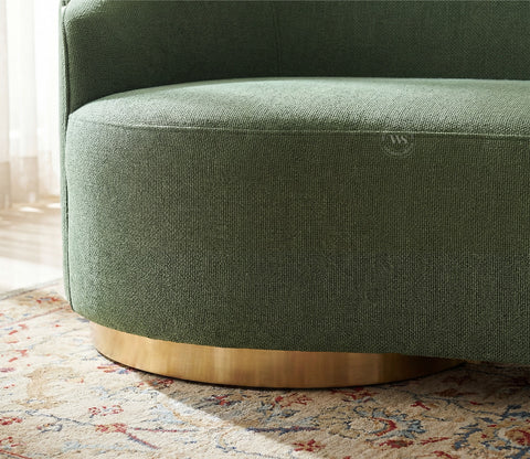 Osbert 3 Seater Curved Sofa (Cotton, Sage Green)